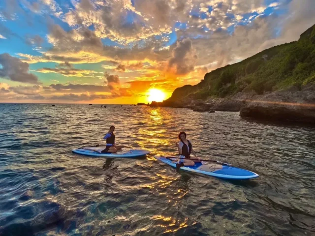 サンセット、SUP、カヌー