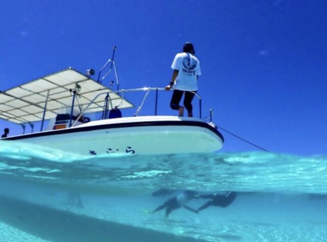 ボート、宮古島、シュノーケリング、